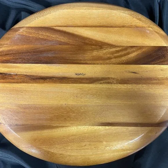 Nambe Salad Set Acacia Wood and Iron Finished Metal Set with 14" Servers Brown - Picture 5 of 9